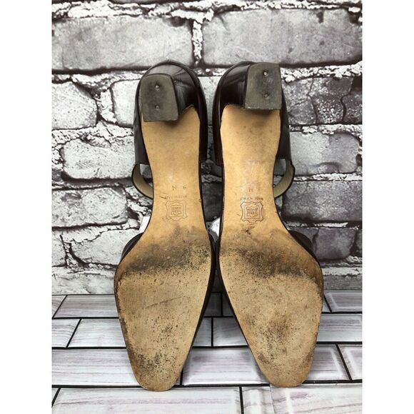 Silvia Florentina Brown Patent Leather Mary Jane Strap Heels Women Sz 9M US/40EU - Picture 15 of 16